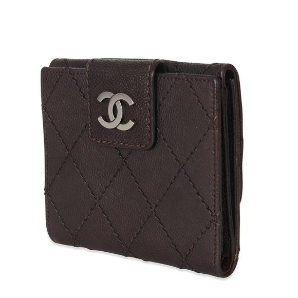 Chanel Brown Caviar Whipstitch Compact Wallet - Picture 2 of 7